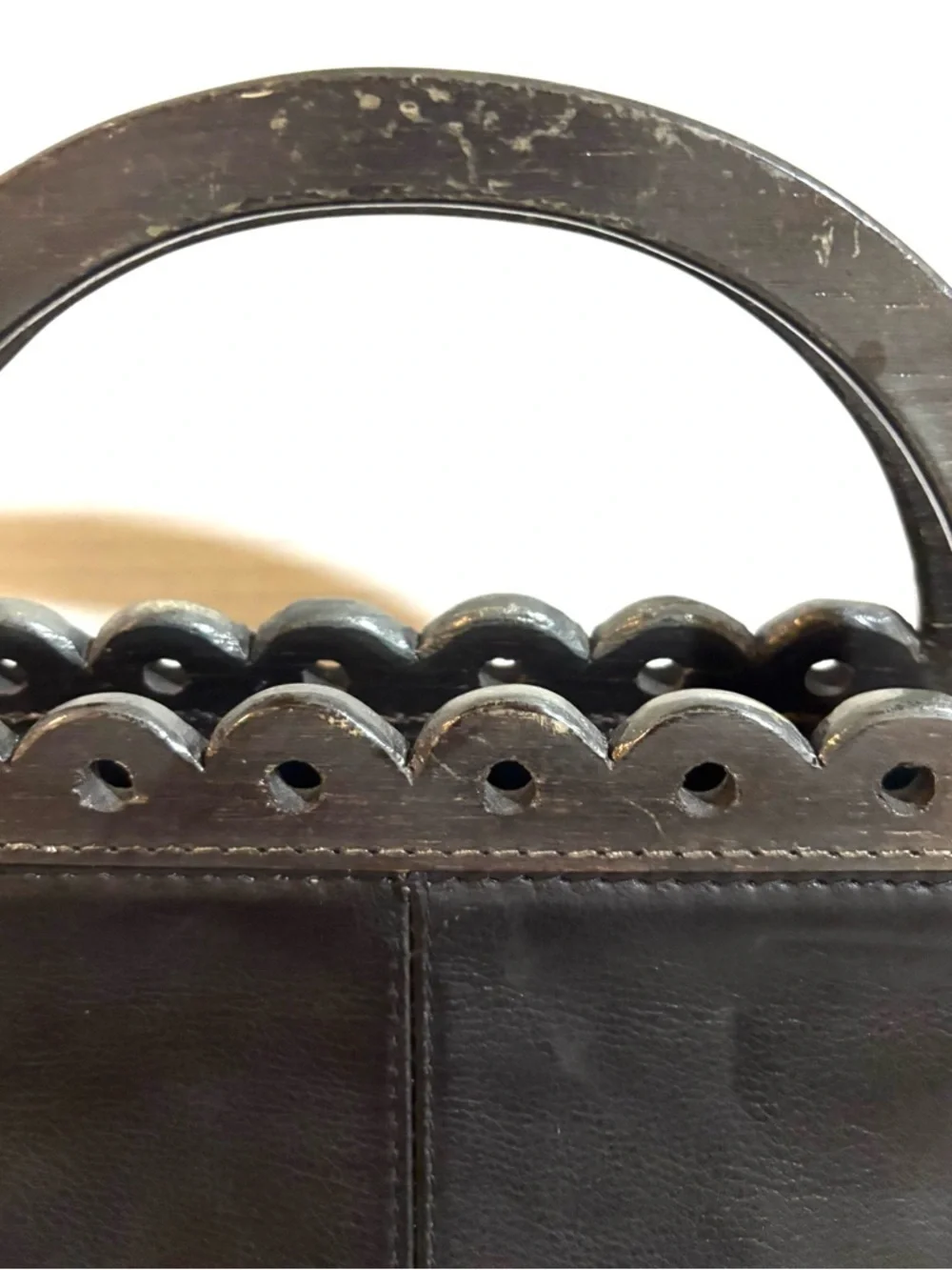 Black Leather Top-Handle Crossbody Bag